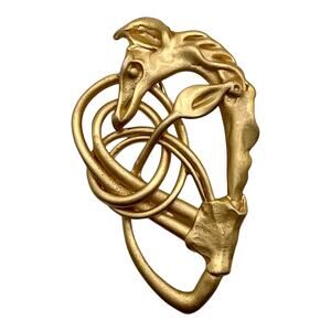 Ivaan Kotulsky Signed Scythian Horse Brooch 24K Gold Plated